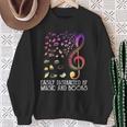 Easily Distracted By Music And Books For Book Lovers Sweatshirt Gifts for Old Women