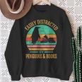 Easily Distracted By Penguins & Books Retro Sweatshirt Gifts for Old Women