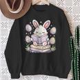 Easter Bunny Reading Book Cute Pastel Eggs Sweatshirt Gifts for Old Women