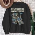 Football Skeleton Reading On Book Stack Sweatshirt Gifts for Old Women