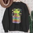 Frog Reading Books Bookworm Librarian Sweatshirt Gifts for Old Women