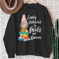 Garden Gnome Easily Distracted By Books Gnomes Sweatshirt Gifts for Old Women Garden Gnome Easily Distracted By Books Gnomes Sweatshirt Gifts for Old Women