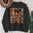Geometric History Educated Women Reading Book Melanin Sweatshirt Gifts for Old Women