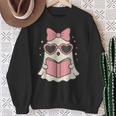 Ghost Reading Book Halloween Cat Lover Sweatshirt Gifts for Old Women