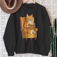 Ginger Tabby Cat Reading Book Glasses Retro Illustration Sweatshirt Gifts for Old Women Ginger Tabby Cat Reading Book Glasses Retro Illustration Sweatshirt Gifts for Old Women