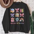 Girls 100 Days Of School Coquette Bow Pencil Bus Book Crayon Sweatshirt Gifts for Old Women Girls 100 Days Of School Coquette Bow Pencil Bus Book Crayon Sweatshirt Gifts for Old Women