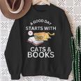 A Good Day Starts With Cats & Books Sweatshirt Gifts for Old Women A Good Day Starts With Cats & Books Sweatshirt Gifts for Old Women