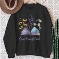 Grow Your Mind Wildflower Book Floral Motivation Sweatshirt Gifts for Old Women