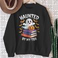 Haunted By My TBR Cute Ghost Reading Books Pumpkin Bookworms Sweatshirt Gifts for Old Women