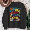 Your Health Comes First Pop Art Comic Book Halftone Retro Sweatshirt Gifts for Old Women