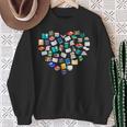 Heart Of Books Book Lover Heart Shape Reading Sweatshirt Gifts for Old Women