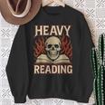 Heavy Reading Book Lover Skeleton Ironic Graphic Sweatshirt Gifts for Old Women
