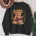 Highland Cow Reading Book Graphic Cow With Book Floral Sweatshirt Gifts for Old Women Highland Cow Reading Book Graphic Cow With Book Floral Sweatshirt Gifts for Old Women