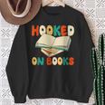 Hooked On Books Retro Reader Sweatshirt Gifts for Old Women