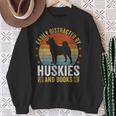 Huskies And Books Husky Mom Husky Dad Retro Vintage Reading Sweatshirt Gifts for Old Women