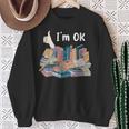 I'm OK Books Pile Books Stack Bibliophile Bookisk Sweatshirt Gifts for Old Women