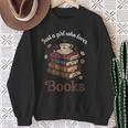 Just a Girl Who Loves Books Aesthetic Bookworm Library Art Sweatshirt Gifts for Old Women