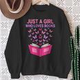Just A Girl Who Loves Books Butterflies Reading Sweatshirt Gifts for Old Women
