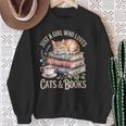 Just A Girl Who Loves Cats And Books Reading Librarian Sweatshirt Gifts for Old Women