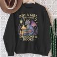 Just a Girl Who Loves Cute Dragons And Books Sweatshirt Gifts for Old Women