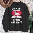 Just A Girl Who Loves Horses And Books Heart Reading Sweatshirt Gifts for Old Women