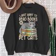 I Just Want To Read Books And Pet Cats Cat Reading Sweatshirt Gifts for Old Women