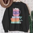 Kawaii Pastel Goth Cute Hot Chocolate Book Lover Anime Art Sweatshirt Gifts for Old Women