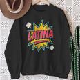 Latina Superhero Comic Book Bubble Sweatshirt Gifts for Old Women