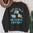 Let's Go On a Reading Frenzy Sharks With Books Teacher Sweatshirt Gifts for Old Women Let's Go On a Reading Frenzy Sharks With Books Teacher Sweatshirt Gifts for Old Women