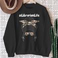 Librarian Teacher Messy Bun Life Book Library Back To School Sweatshirt Gifts for Old Women