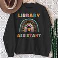 Library Assistant Funny Rainbow Reading Library Book Lover Sweatshirt Gifts for Old Women