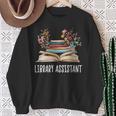 Library Assistant Messy Bun Library Book Reader Sweatshirt Gifts for Old Women