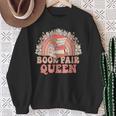 Library Book Fair Queen Vibe Groovy Retro School Reading Sweatshirt Gifts for Old Women