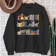 Library Cats Kittens Reader Book Lovers Pet Shelf Sweatshirt Gifts for Old Women