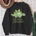 The Library Is Dino-Mite Stegosaurus Reading Kids Book Sweatshirt Gifts for Old Women