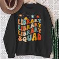 Library Squad Team Librarian Teacher Book Lover Retro Groovy Sweatshirt Gifts for Old Women
