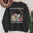 Life Is Better With Cats And Books Cute Cat Lover Sweatshirt Gifts for Old Women