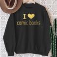 I Love Comic Books Manga Graphic Novel Heart Sweatshirt Gifts for Old Women