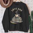 Love God Drink Coffee Read Books Graphic Book Reader Sweatshirt Gifts for Old Women