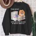 Love Reading Books And Pomeranian Dog Watercolor Art Sweatshirt Gifts for Old Women