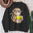 Monkey Nerd Book Glasses Sweatshirt Gifts for Old Women