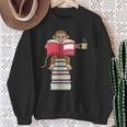 Monkey Reading Books And Drinking Tea Sweatshirt Gifts for Old Women