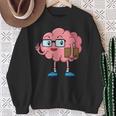 Nerd Brain With Book And Glasses Sweatshirt Gifts for Old Women