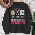 Nothing Beats Reading Rock Paper Scissors Book Lover Library Sweatshirt Gifts for Old Women