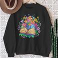 Open Book Surrounded By Colorful Spring Flowers Bloom Sweatshirt Gifts for Old Women