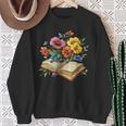 Open Book With Wildflowers Vintage Botanical Reading Sweatshirt Gifts for Old Women
