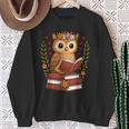 Owl Reading Book Graphic Owl With Book Floral Sweatshirt Gifts for Old Women