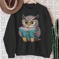 Owl Reading A Book Owls Wearing Glasses Librarian Sweatshirt Gifts for Old Women