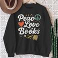Peace Love Books Cute Retro Reading Graphic Sweatshirt Gifts for Old Women