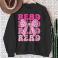Pink Leopard Read Coquette Bow Girls Retro Groovy Reading Sweatshirt Gifts for Old Women